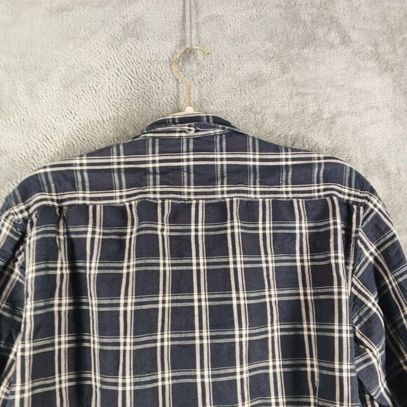 BASICS Men's Plaid Shirt (not flannel) Long Sleeve Navy Blue Size M Slim Fit - Picture 9 of 12